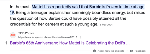 Barbie Is Frozen In Time At Age 19