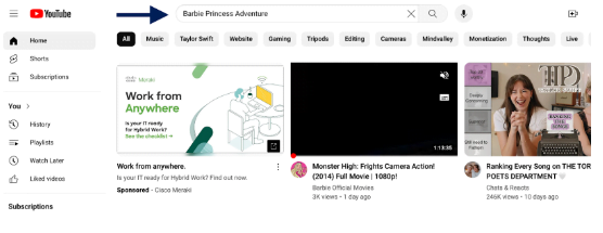 In Search Box Enter The Barbie Movie Name