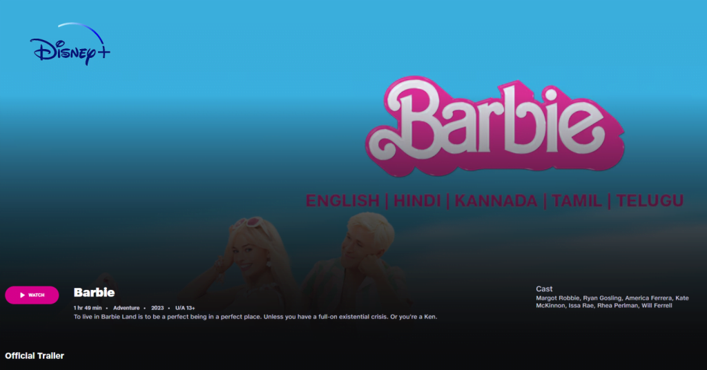 barbie movies on disney plus